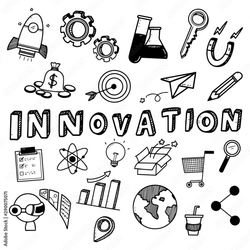 Picture of: Hand draw Innovation doodles on white background
