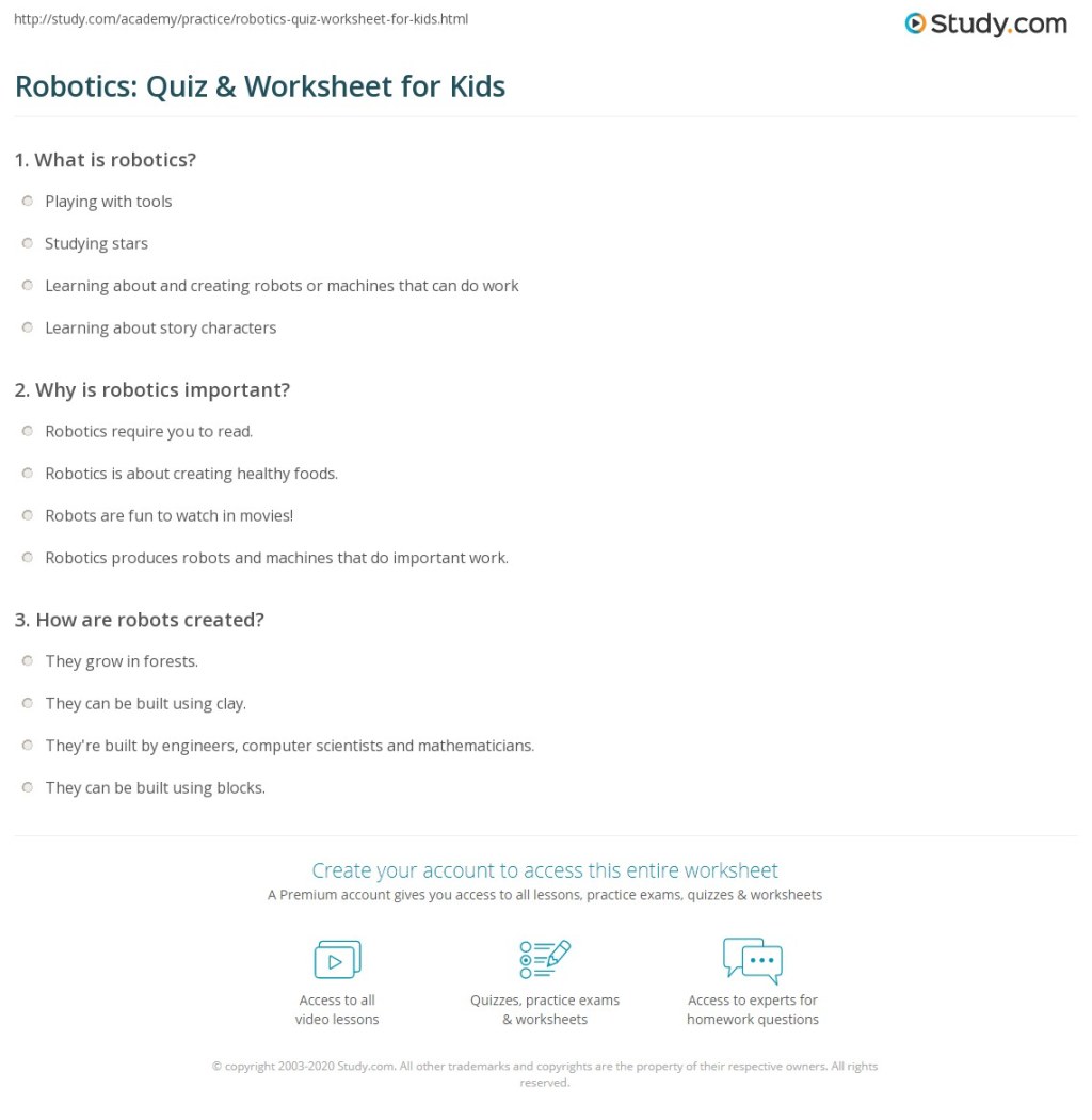 Picture of: Robotics: Quiz & Worksheet for Kids  Study